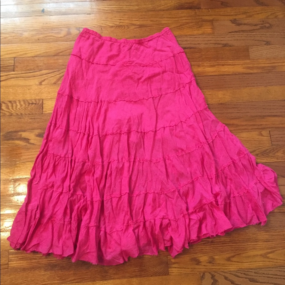 Hot pink skirt ruffle handkerchief hippie boho